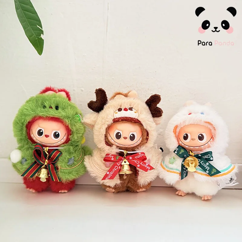 New Trendy 10cm Mini Labubu 4.0 Christmas Elf Cloak Cape Doll Clothes Accessory for Labubu 4th Gen Christmas Tree Outfit