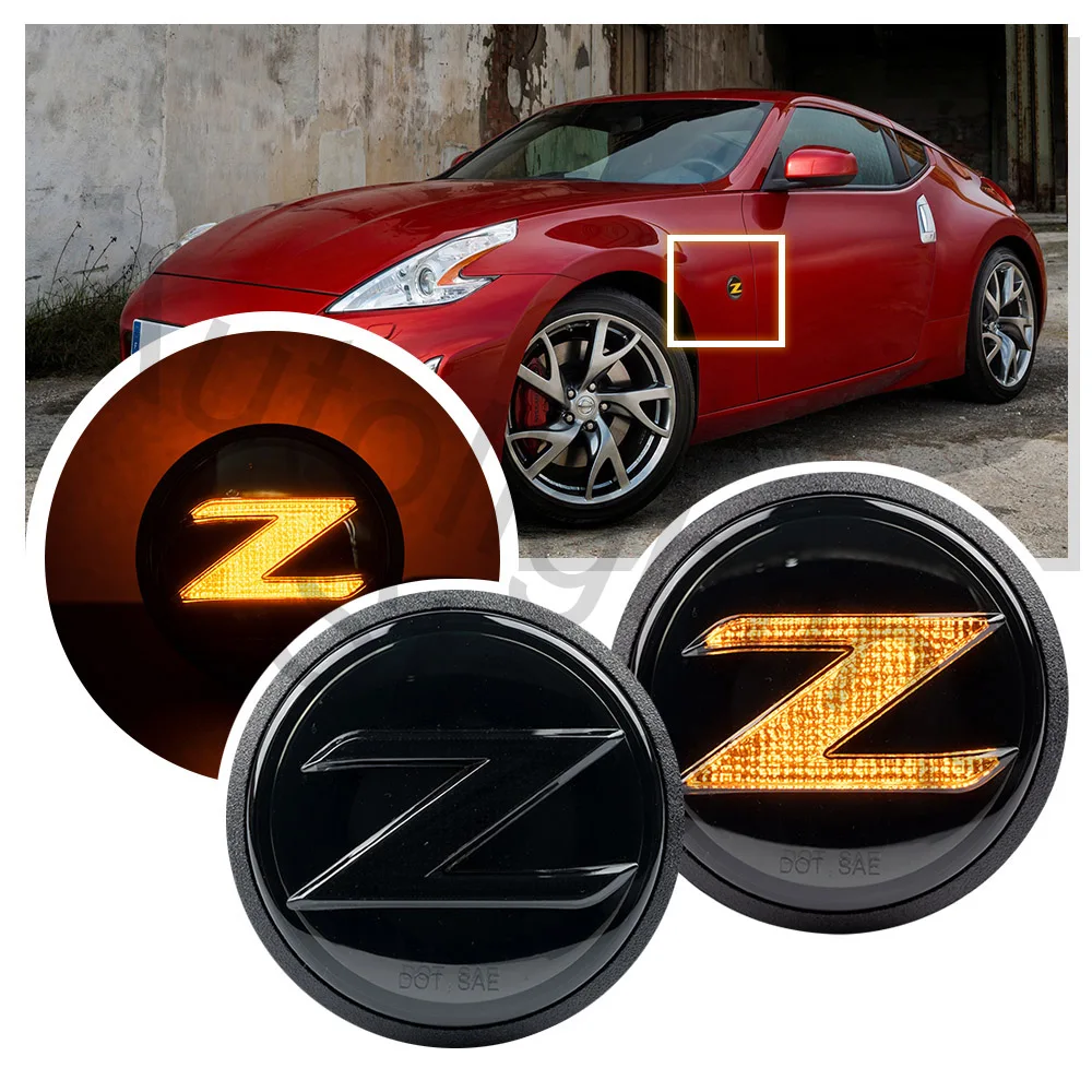 

2PCS Led Side Marker Light Turn Signal Blinker Indicator For Nissan 370Z Coupe Nismo Z34 Roadster 2009-2019