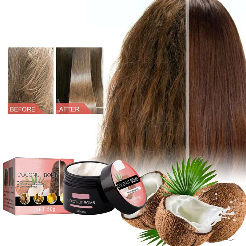 Coconut Nourishing Hair Mask Repair Damage Restore Soft Hair Keratin Collagen Silk Hair Scalp Care Lengthen Hair Mask