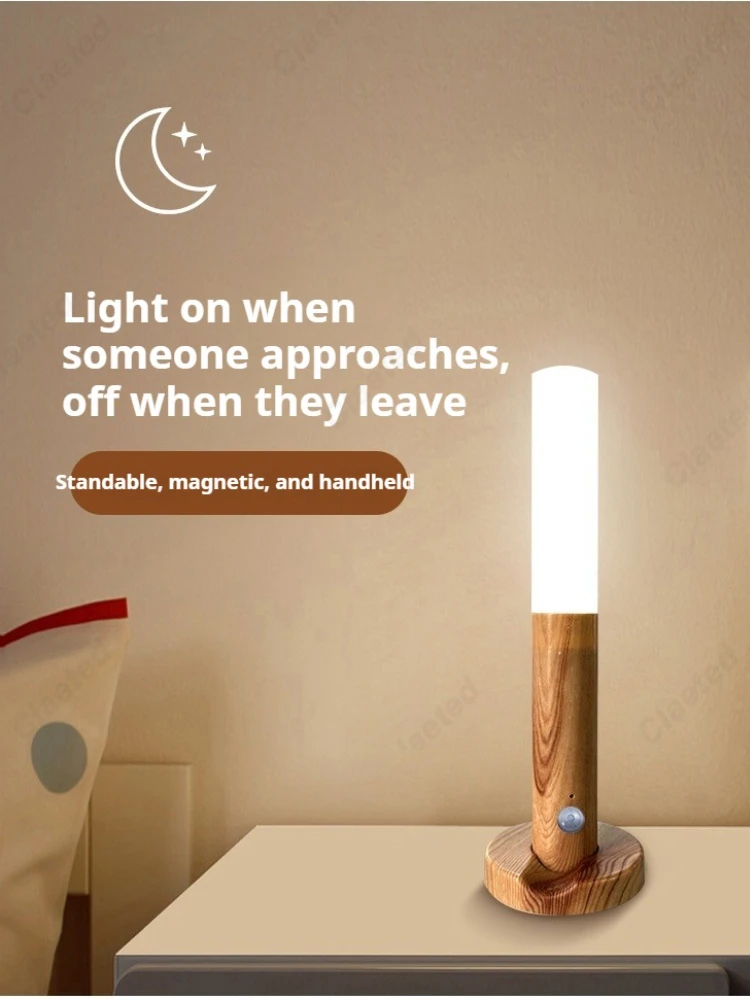 Portable Led Night Light with Motion Sensor Intelligent HumanBodyInduction Wall Lamp Rechargeable Lantern 5V CylinderPlastic