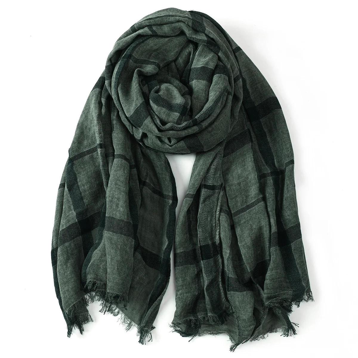 Mode Plaid Baumwolle Leinen Männer Schals Herbst Winter Warme männer Schal Kurze Quaste Bufanda Männlichen Zubehör Pashmina Schal – Detail 16