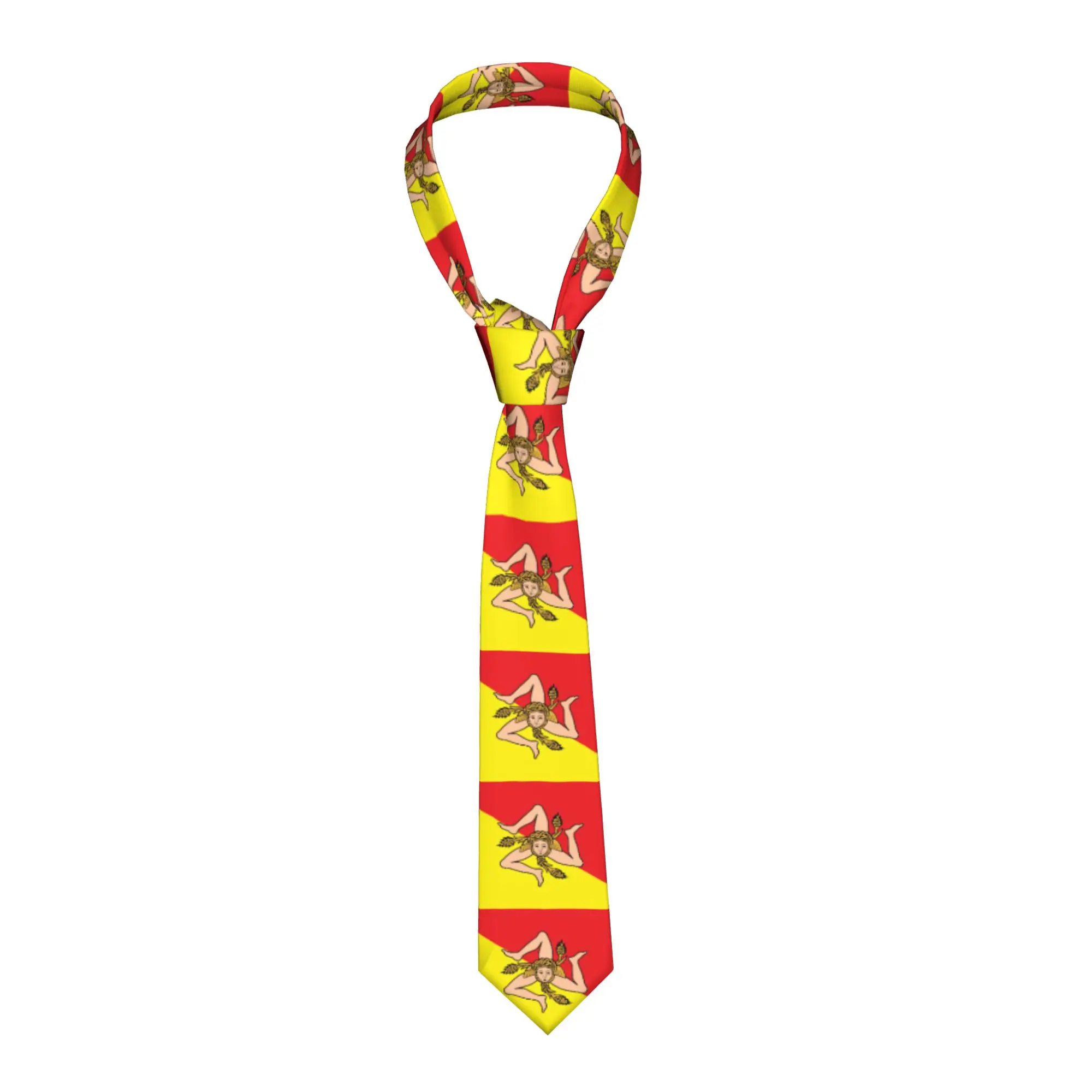 

Мужской классический галстук с флагом Сицилии, итальянский дизайн, шелковый, для свадьбы