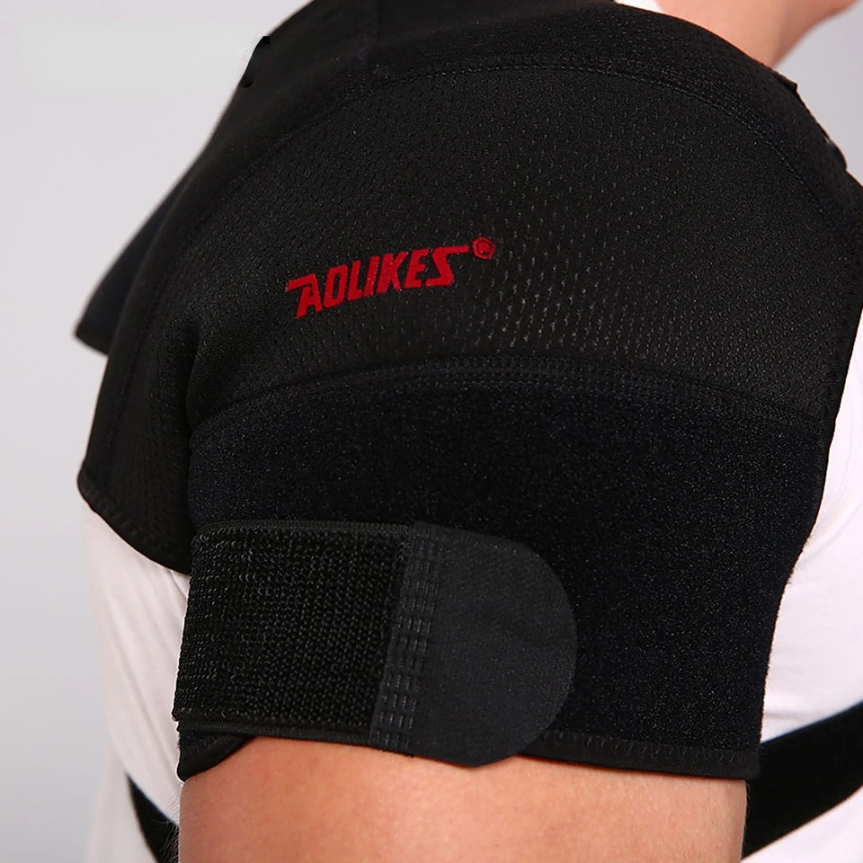 Adjustable Gym Sports Care Double Shoulder Support Back Brace Guard Strap Wrap Belt Band Pads Black Bandage Men Women