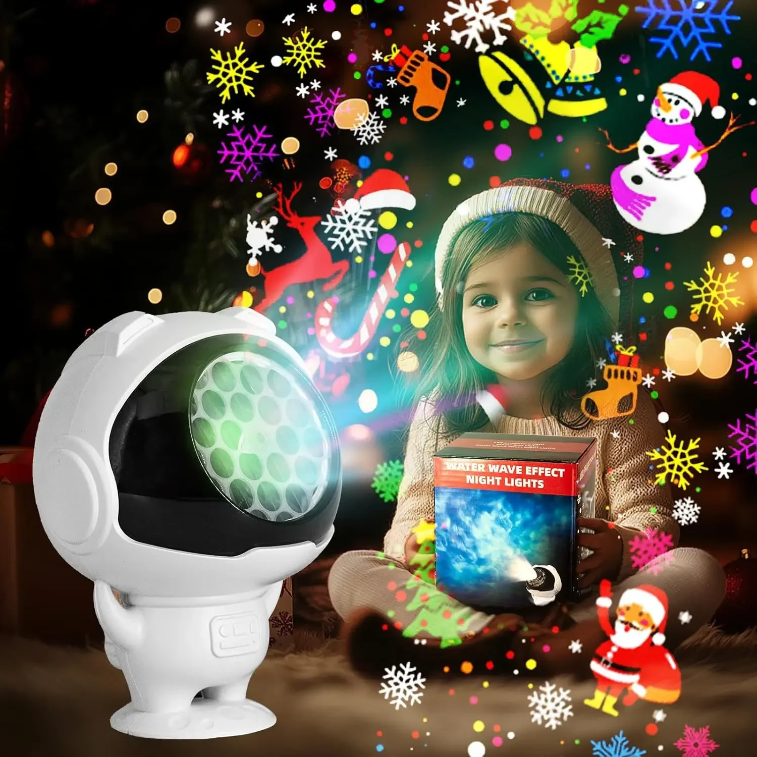 

16-pattern Astronaut Christmas Pattern Light 5V Snowflake Halloween Projection Light Decorative Christmas Spotlight