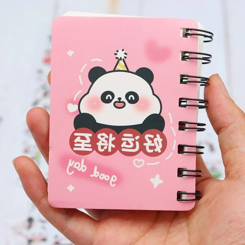 24Pcs Wholesale creative cartoon panda rollover coil book, student cute mini portable pocket book a7 notebook  stationery