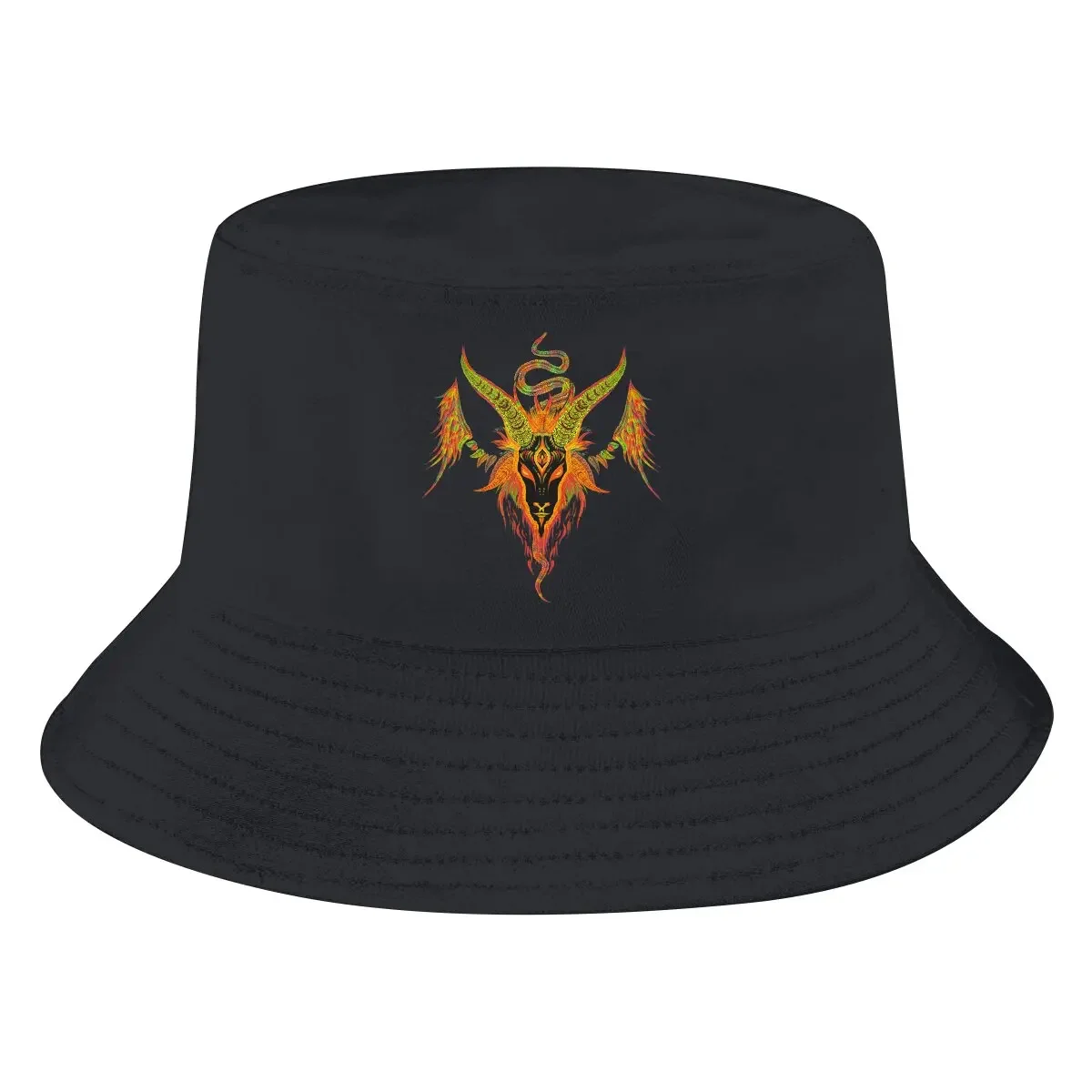 Baphomet Satan Lucifer Bucket Hat Psychedelic Men's Women's Fisherman Cap Hip Hop Beach Sun Fishing Hats