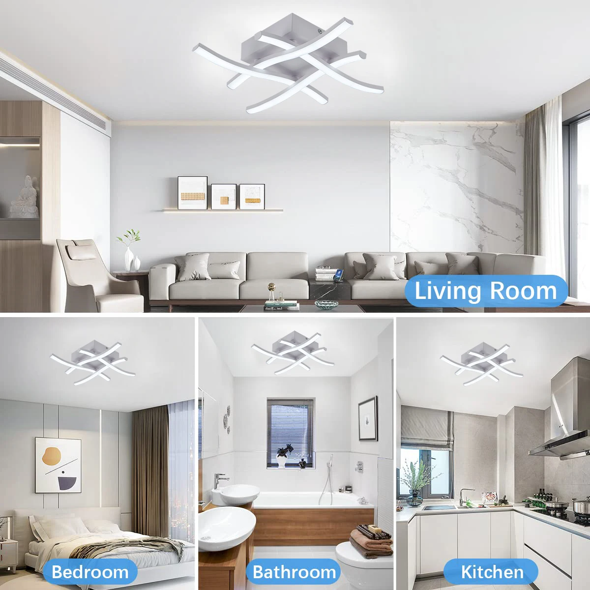 Luzes de teto LED modernas, Lustre LED, Iluminação de teto, Lâmpada para quarto, Decoração da sala, AC 90-260V, 24W