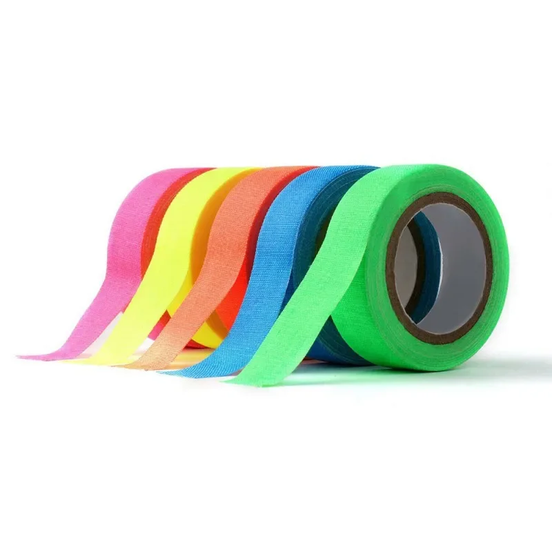 Uv Glow Cotton Tape, Neon Tape, Safety Masking Warning, Fluorescent Self-Adhesive Wedding Party Home Decoration 5-Pack, for Floor, Stage Use