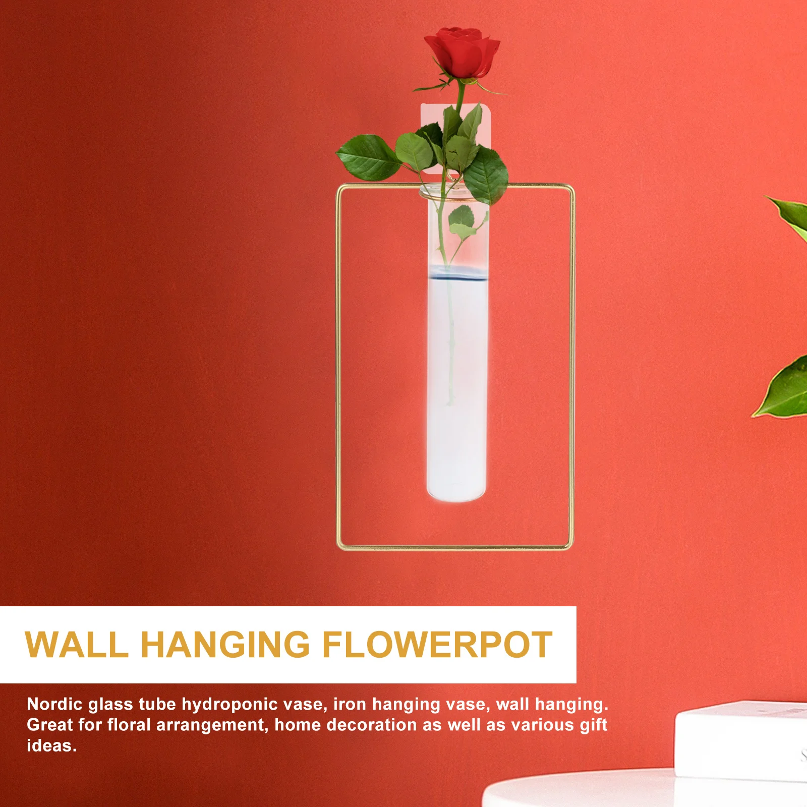 

2Pcs Water Propagation Hanging Flowerpot Nordic Style Plant Holder Home Wall Decoration Golden Flower Holder