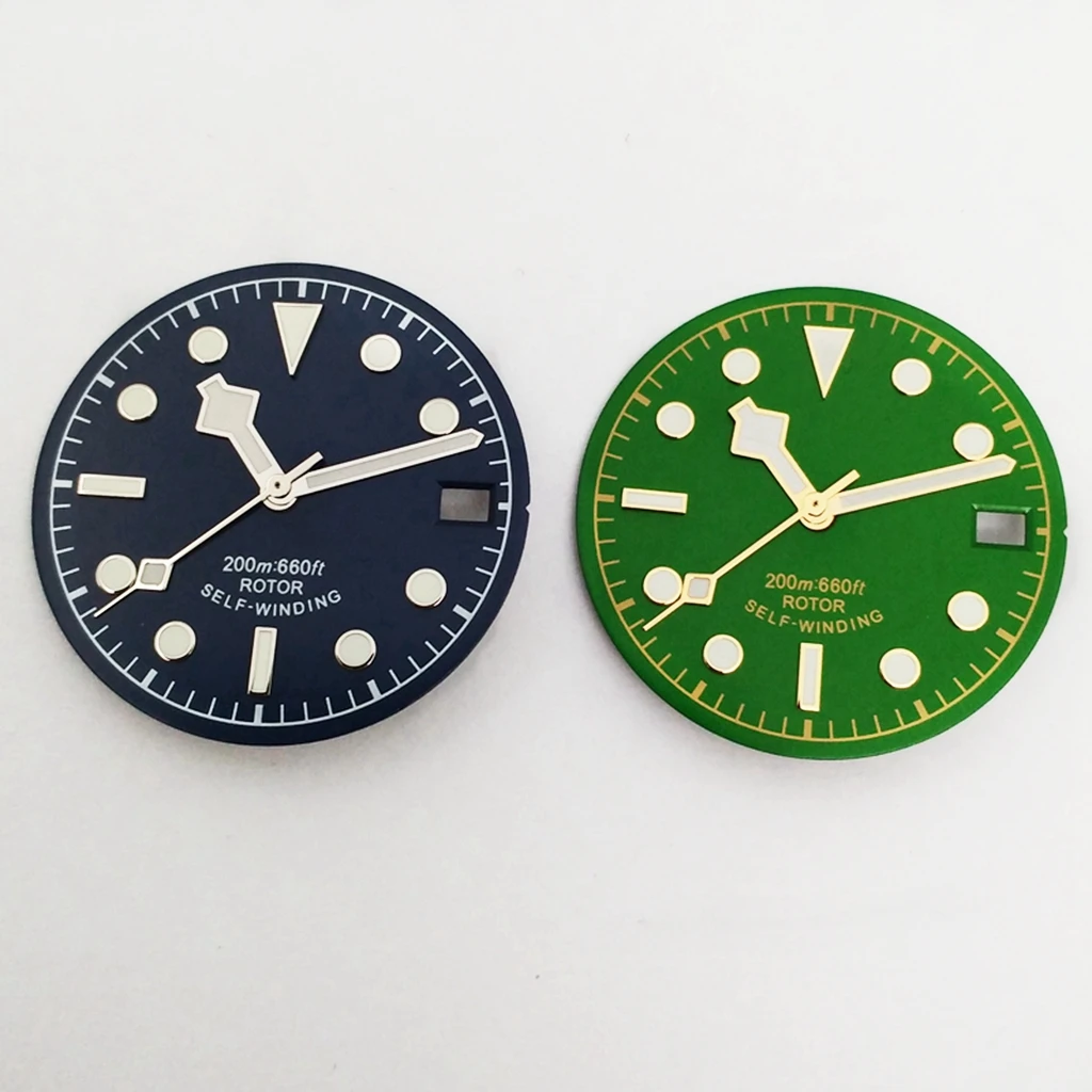 28.5mm Green Luminous Watch Dial Watch Hands With Date Window For NH35 NH35A Movement Accessory Parts