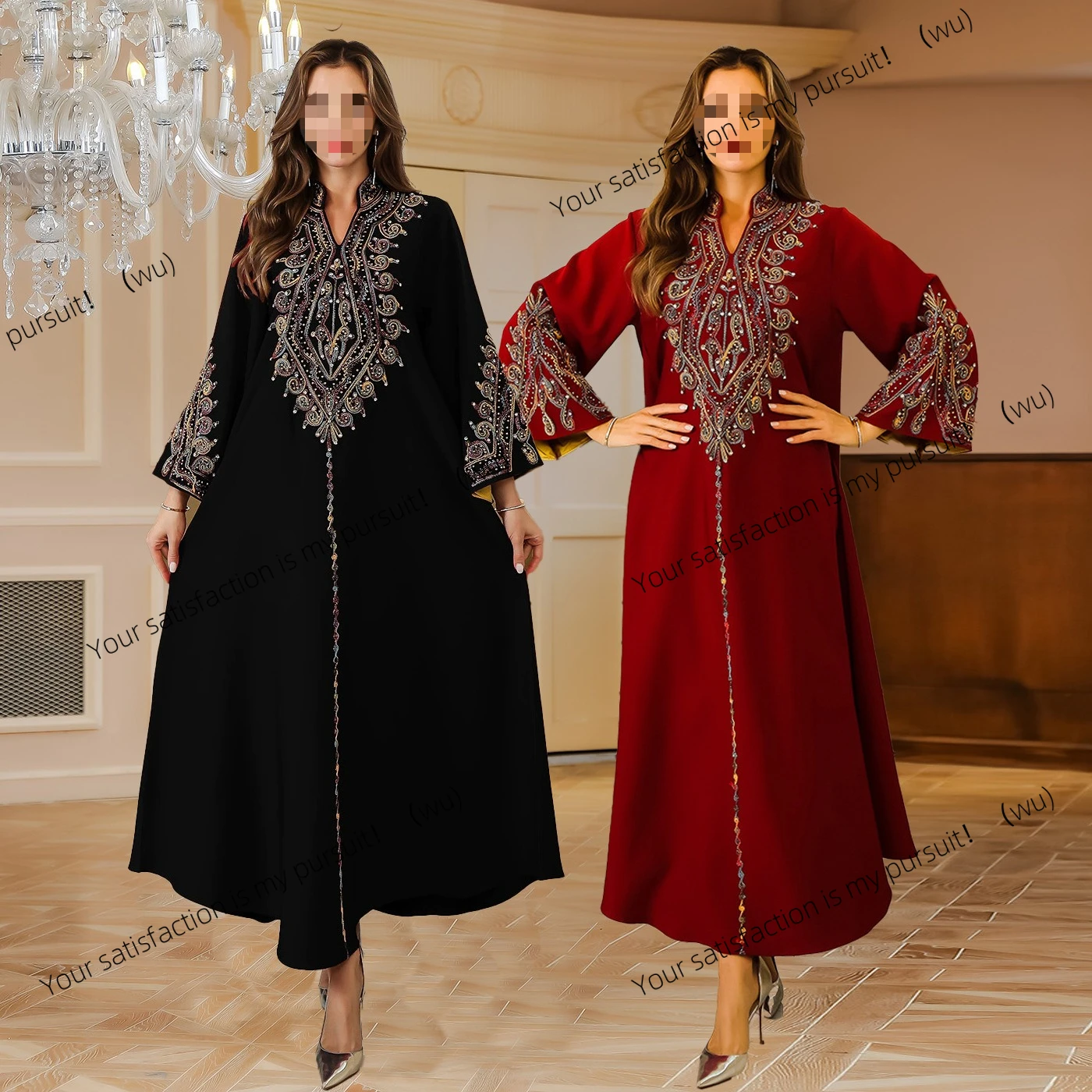 

Женский халат Дубай Женский халат с вышивкой из веревки