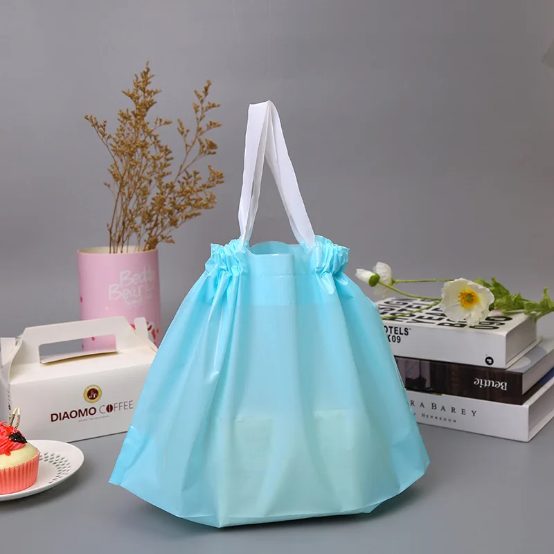 Clothing store bag drawstring closure transparent packaging bag Clothing store handbag plastic takeaway packaging bag