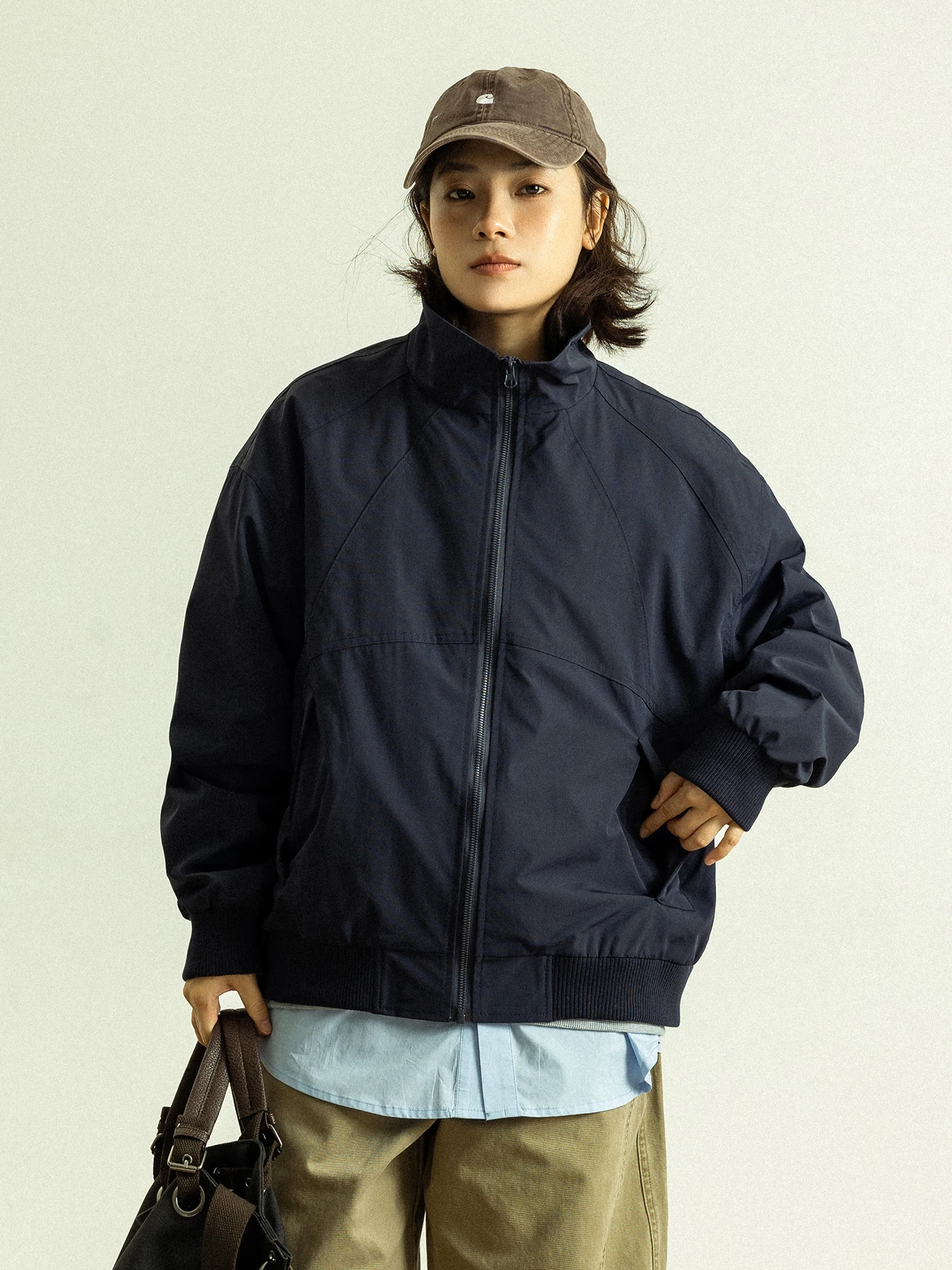 

Ветровка GoodNorth American Sle Flight Jaet Spring Outdoor Casual Windbreaker Coat Qing Blue с воротником-стойкой на молнии, полиэстер