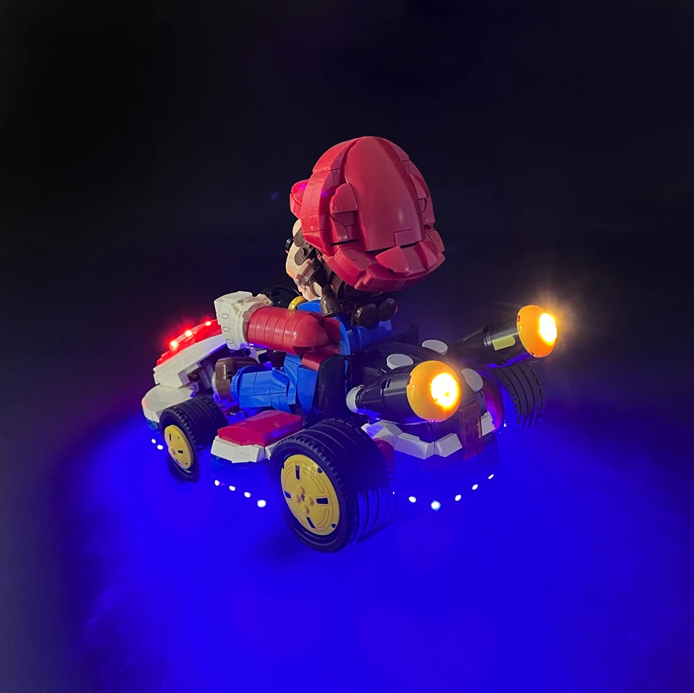 Комплект светодиодных фонарей BYB для Lego 72037 Mario Kart Mario и стандартный пульт дистанционного управления Kart (модель не входит в комплект)