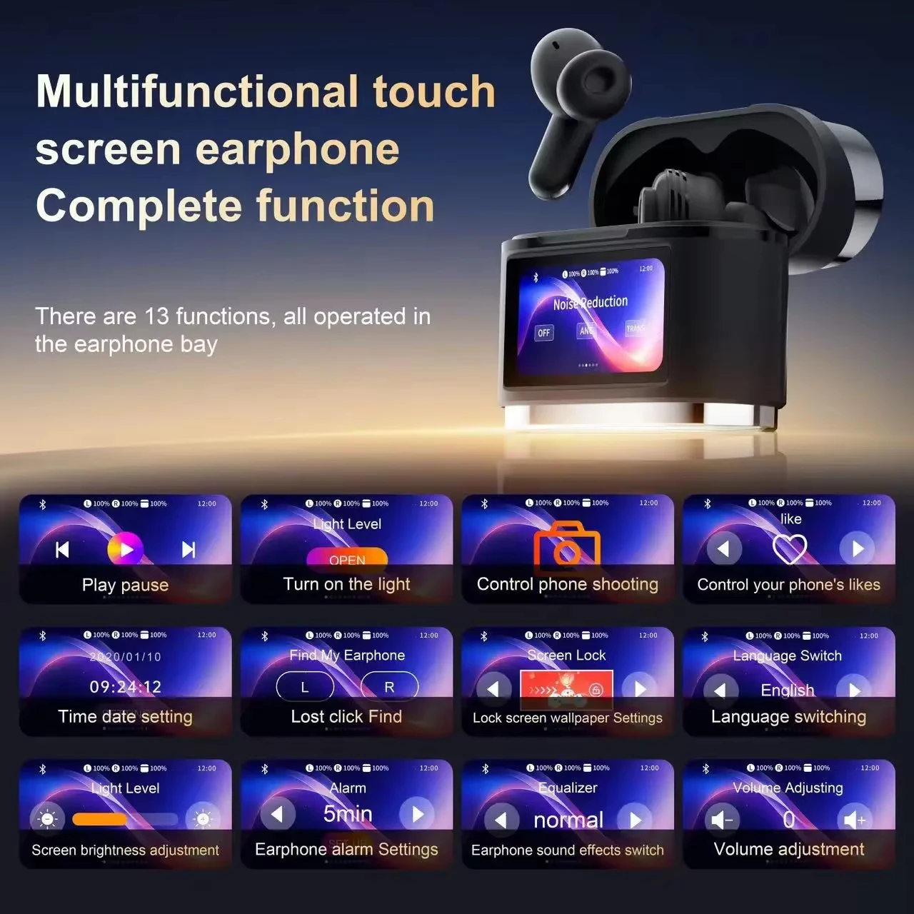 XIAOMI Auricolari Bluetooth BD2 Doppia riduzione del rumore Display digitale Schermo Touch intelligente TWS Cuffie sportive impermeabili