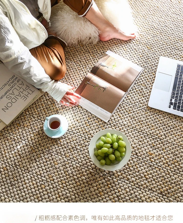 インド産ウールの手織りカーペット、リビングルームのソファ、コーヒーテーブル、ブランケット、長方形、シンプル、家族の寝室用