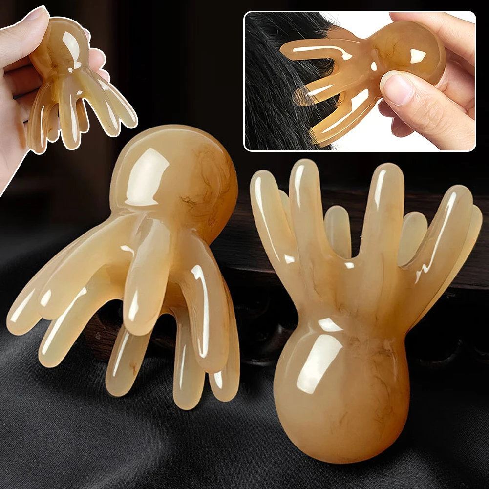 1/2PCS Resin Octopus Massage Comb 8-Prong Head Meridian Scraping Smoothes Round Teeth Massager Hair Care Massager Tool