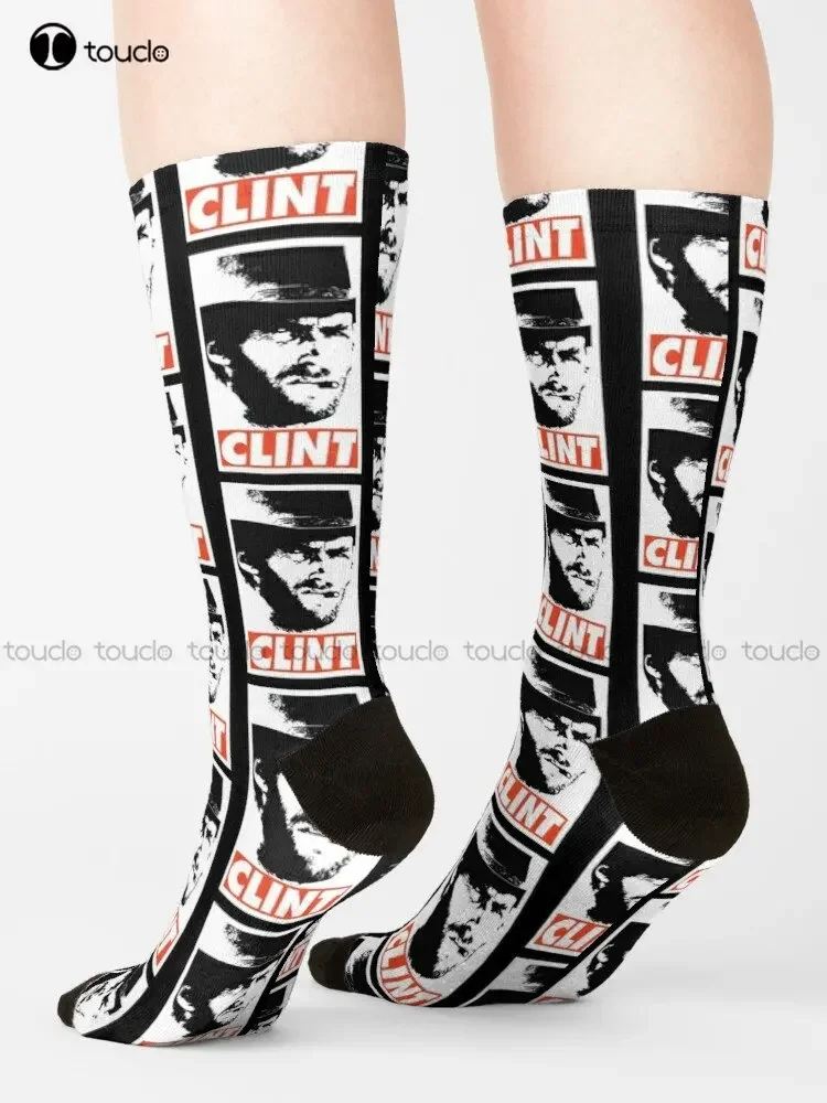 Clint Clint Eastwood Socks Softball Socks Personalized Custom Unisex Adult Teen Youth Socks 360° Digital Printing Streetwear