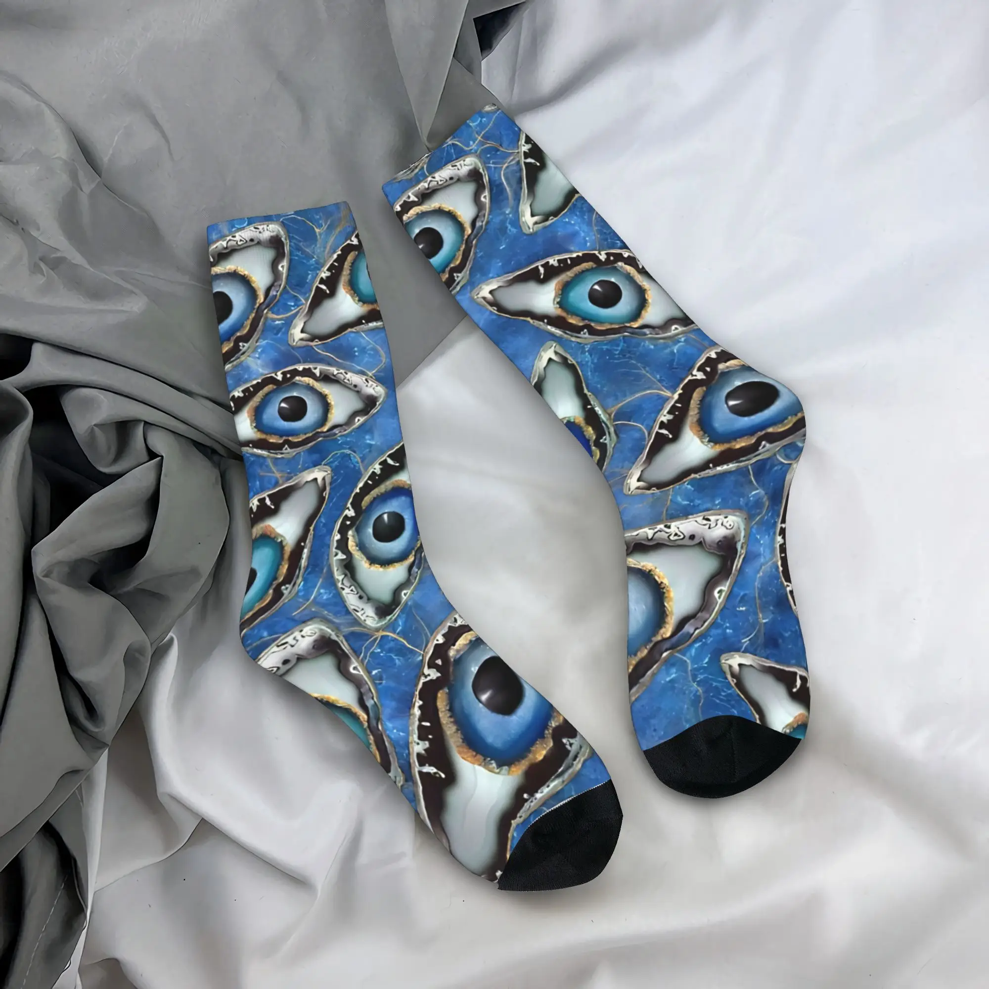 

Носки с узором «Злой глаз», геодезическими узорами и кристаллами, милые носки, мужские мягкие дышащие носки, осенние противоскользящие носки для альпинизма, идея подарка