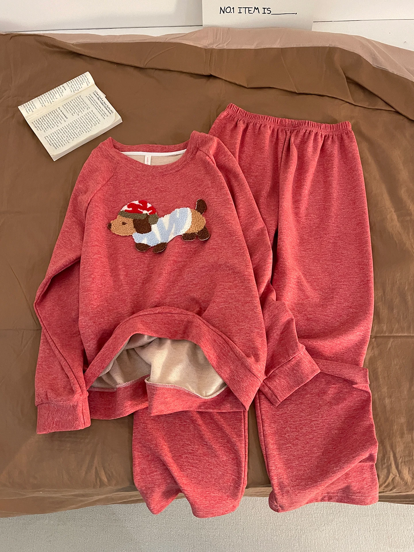 

Women's Camere Spwear Long Sve Home Clothes Red Dog Suit Thermal Insulation Large Size Outwear Spring Autumn Winter