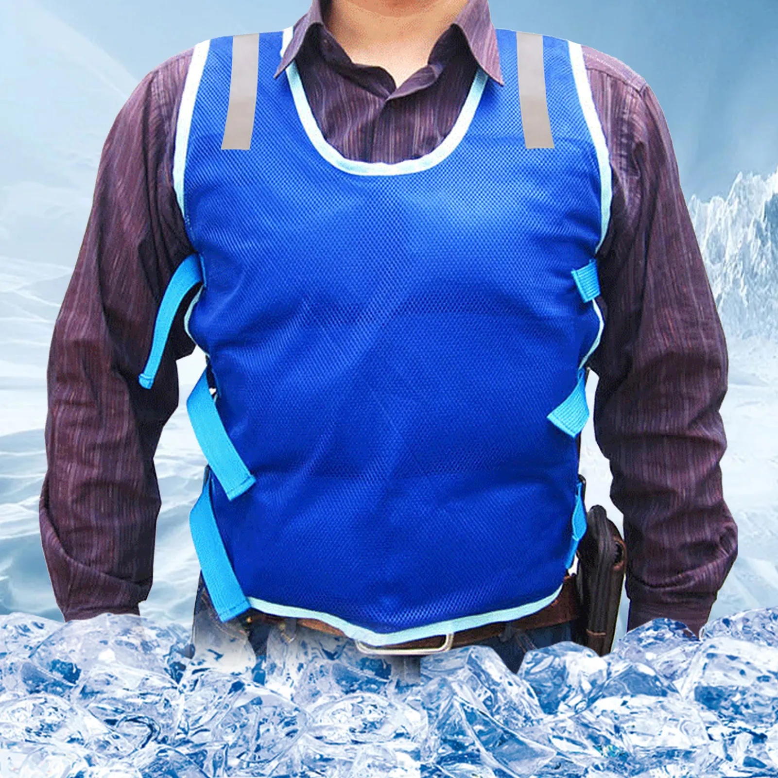 Summer Cooling Vest Ice Bag Vest Cooling Safety Vest With Ice Packs Cooling Gear For Hot Weather Reflective Strip Outdoor Vests