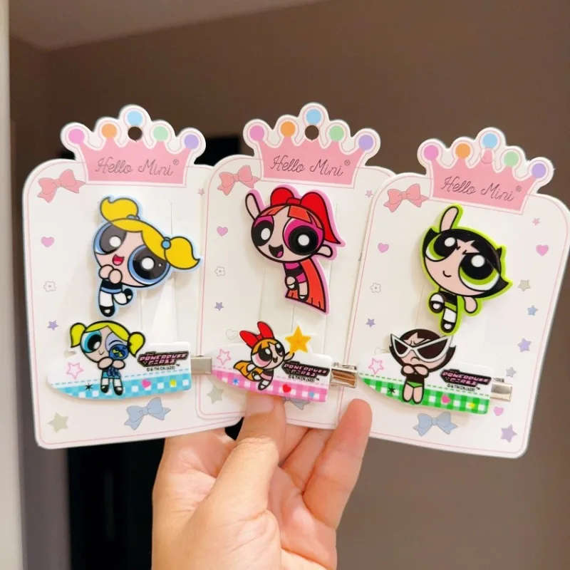 

3PCS Kawaii Anime The Powerpuff and Girls Series Girls Hairpin Cute Cartoon Character Creativity Exquisite Metal Duckbill Clip