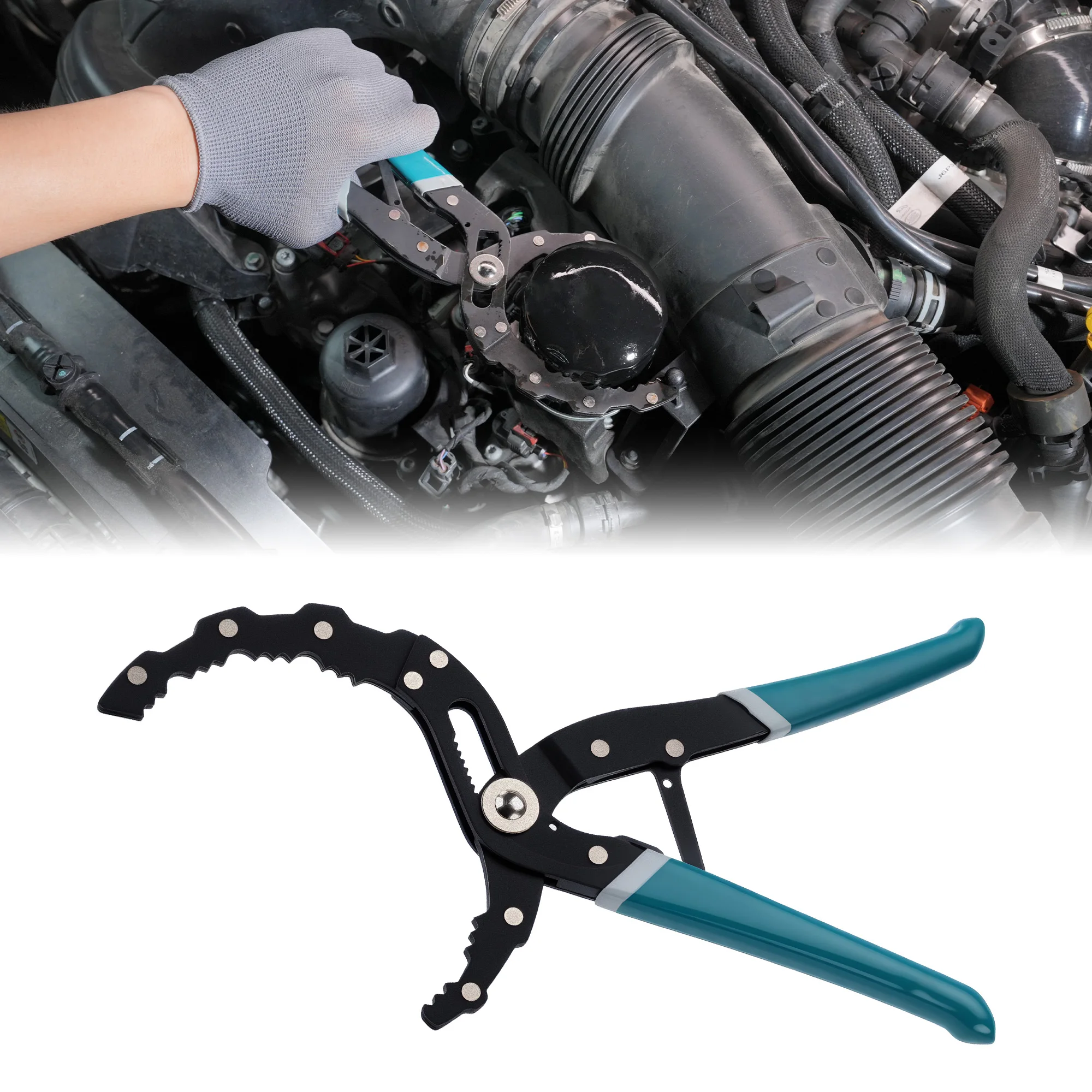 Clé de filtre à huile réglable rapide, pince de filtre à huile de 12 pouces, outil de retrait de filtre à huile à une main pour voitures, motos et camions 1 pièce