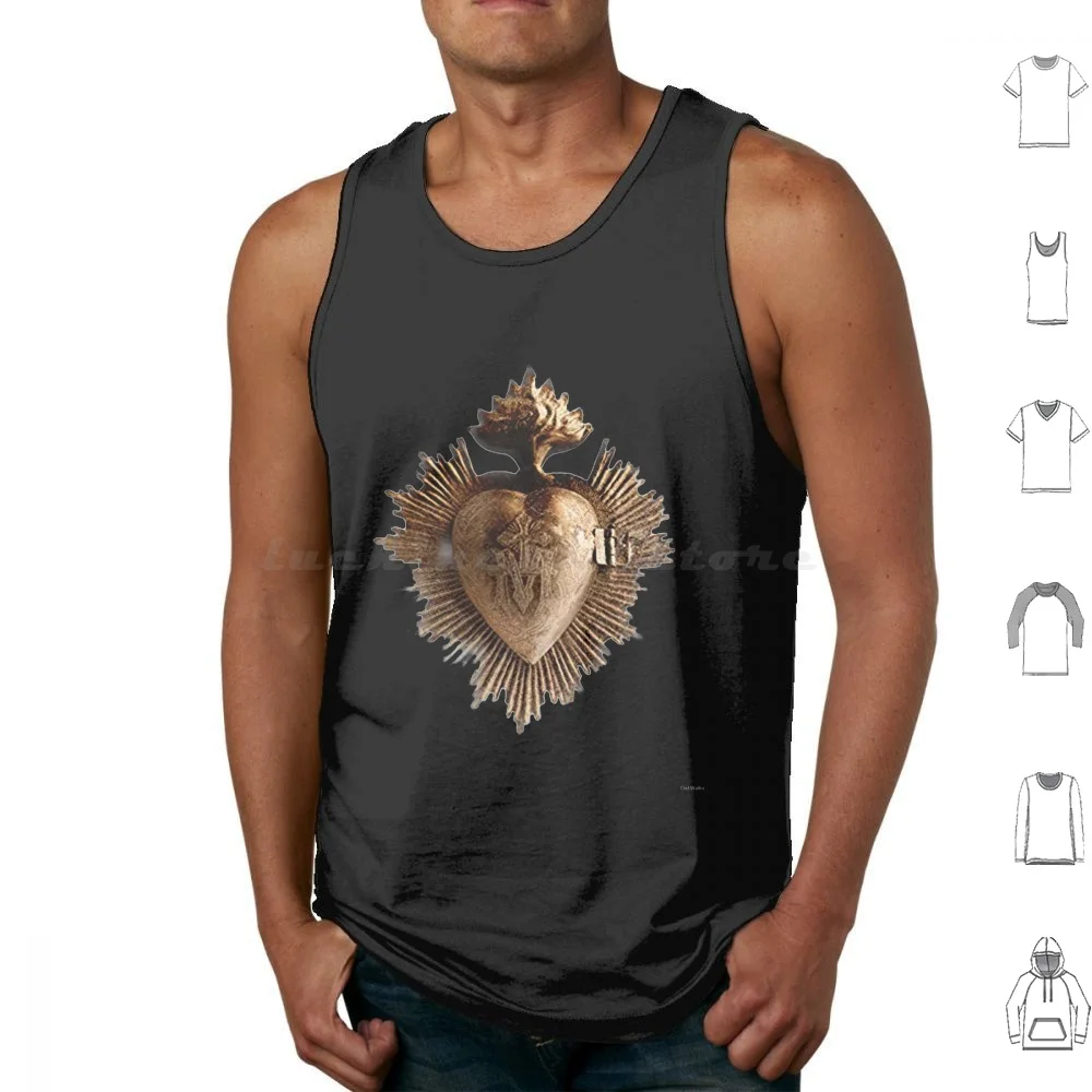 Camisetas sin mangas Sagrado Corazón de algodón estampado, con diseño de Corazón Sagrado, Corazón de San Valentín, Corazón Dorado, para el Día de San Valentín