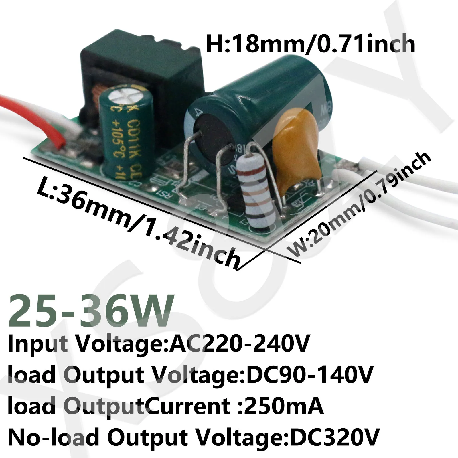 Imagem -02 - Não Isolada com Controle de Corrente Constante Leds Drive Transformadores de Iluminação Faça Você Mesmo Supply Dc90140v Dc140-160v 250ma 2536w 3650w Unidade