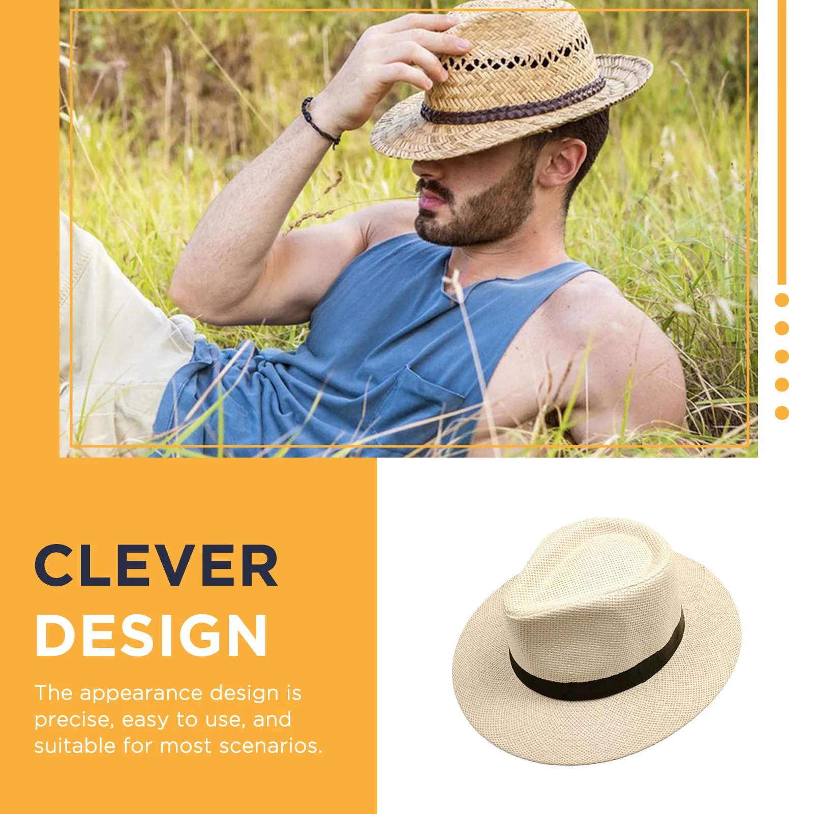 夏用フロッピーサンハット メンズ用 パッカブルストロービーチ - Hat Floppy Wide のレビューと価格