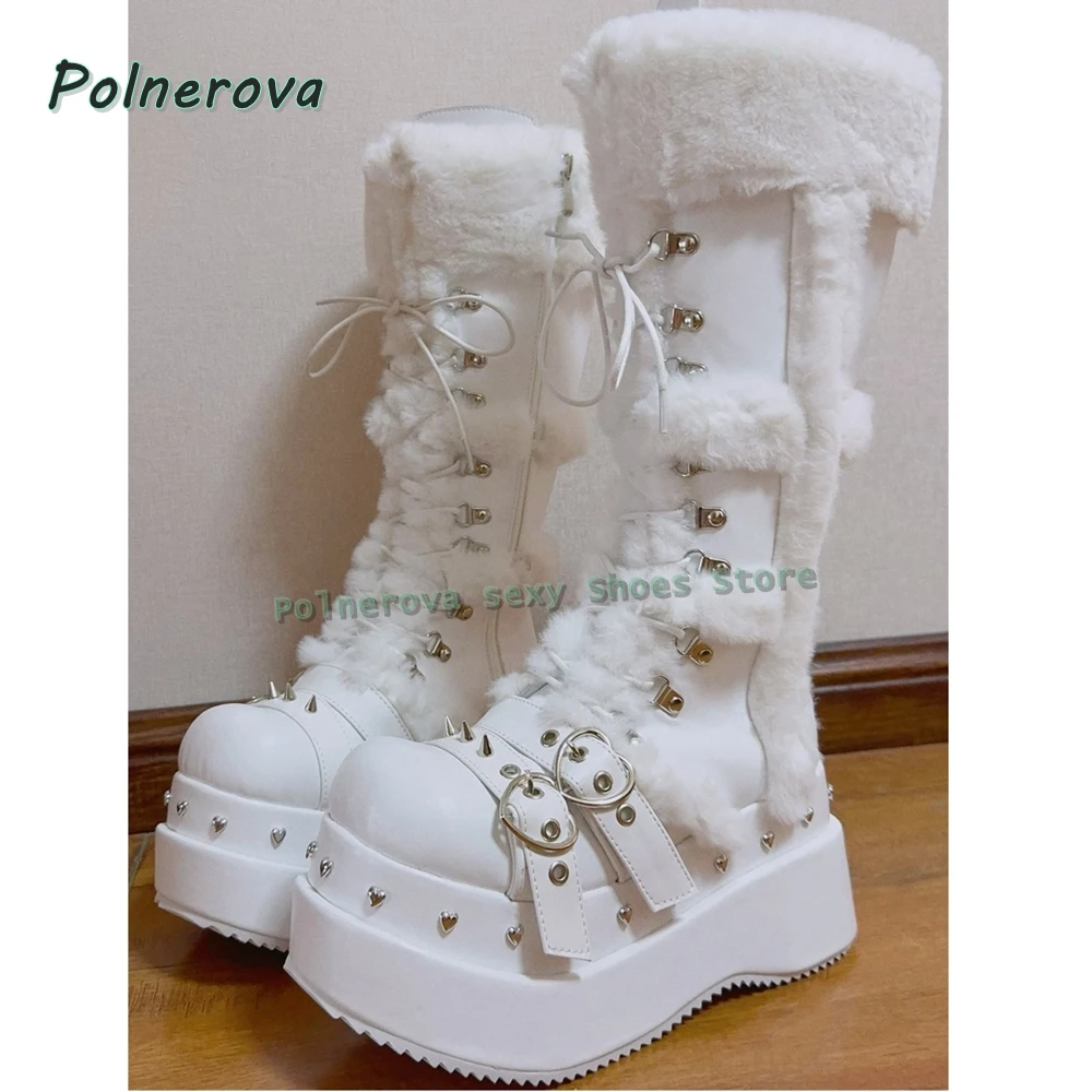 White Faux Fur Rive… - image