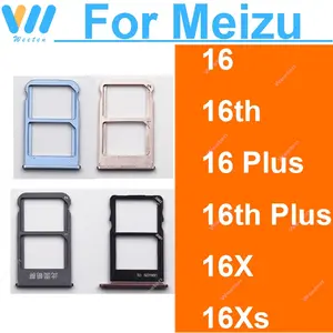Bilashmart SIM Card Tray Holder Meizu 16 16 Plus 16th Plus 16X 16XS Dual Sim Card Tray Card Slot Adapter Replacement Parts