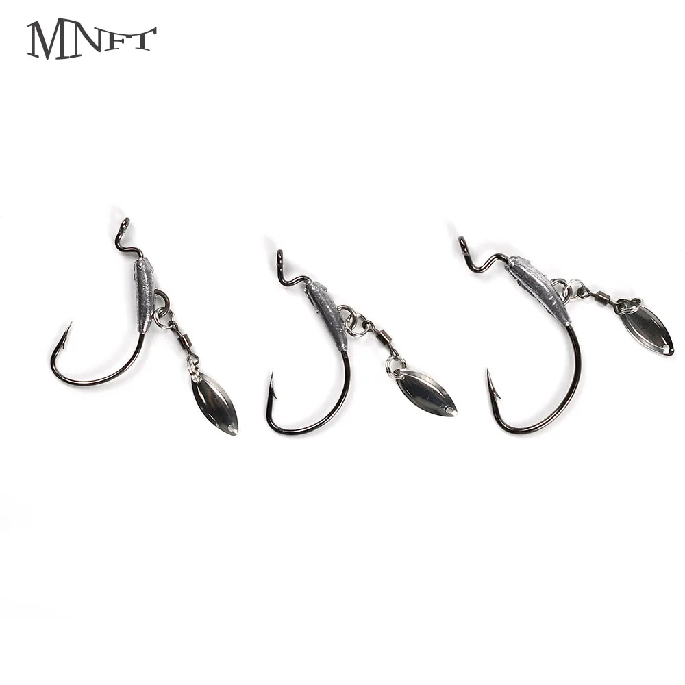 6 Stück Underspin Swimbait Haken mit Twistlock, gewichtete Kurbelhaken mit silbernen Spinnerblättern für weiche Angelköder