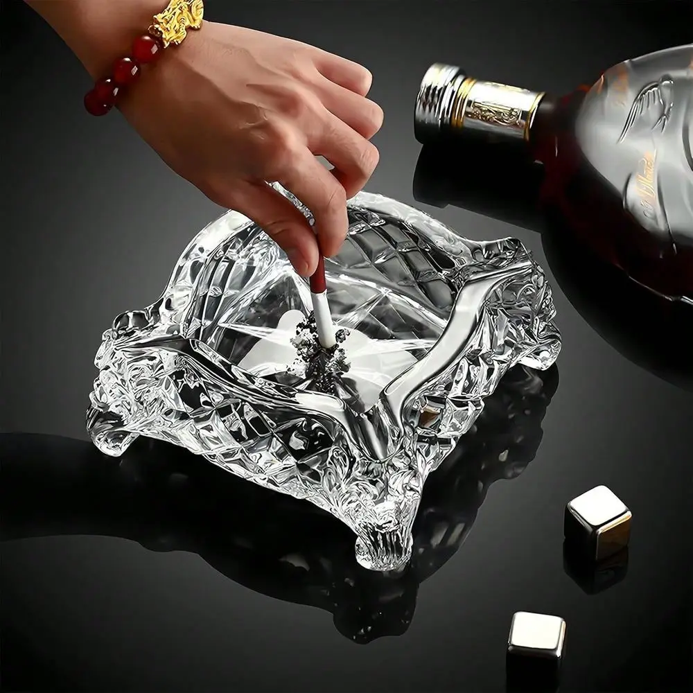 

X 5 Inch Large Clear Crystal Square Outdoor Glass Ashtray For Cigarettes Cigars, In 2025