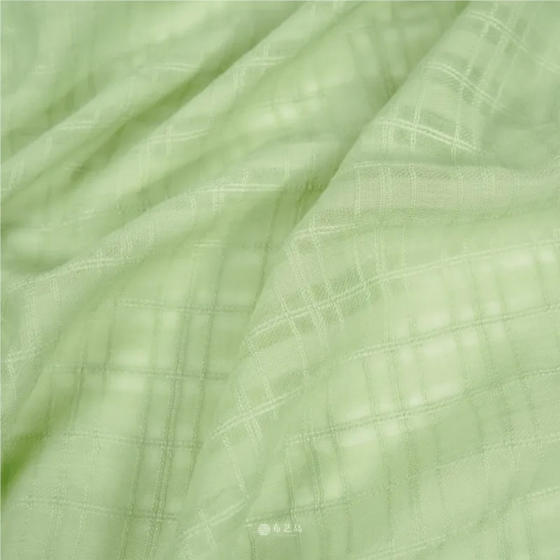 and light green textured cotton linen breathable fabric for Chinese Hanfu cheongsam clothing designers