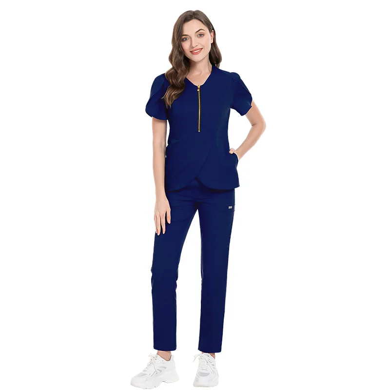 Uniformes de travail d'infirmière à manches courtes pour femmes, chemisier monochrome pour documents, vêtements vétérinaires pour animaux de compagnie, soins infirmiers médicaux, vente en gros