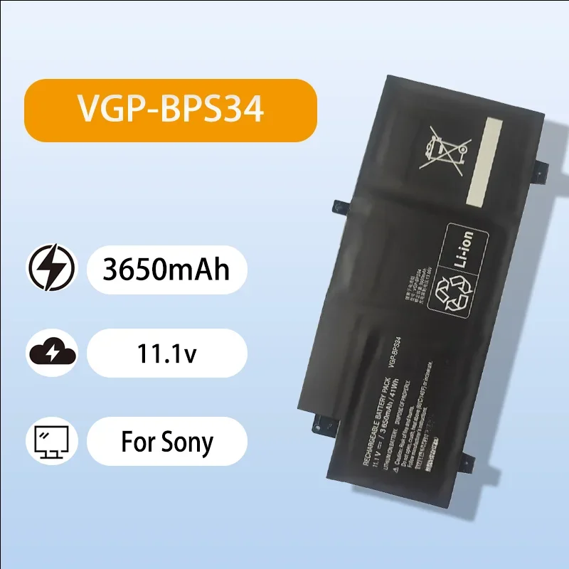 High Performance VGP-BPS34 Li ion Battery For Sony VGP-BPL34 SVF1521V2CB SVF1421AYCB Notebook 11.1V 3650mAh Long Life Battery