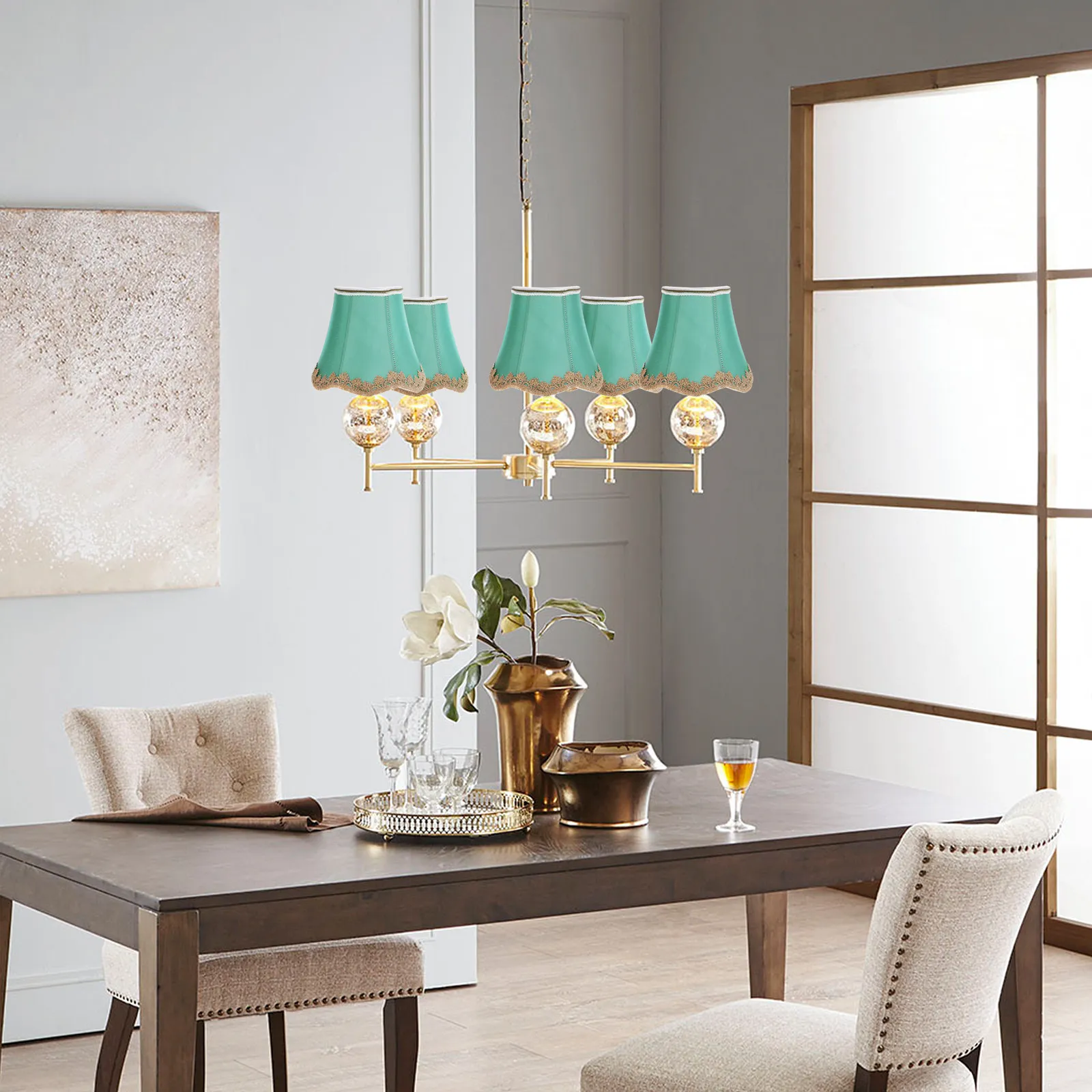 

Зеленый тканевый абажур для настольных, напольных и потолочных светильников, ручной работы, смягченный, для замены плафона люстры