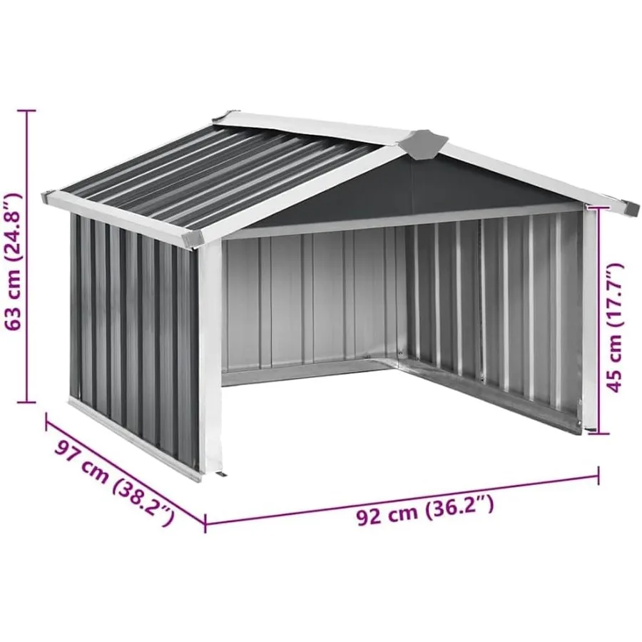 Cobertizo para cortacésped Robot de jardín, 36,2x38,2x24,8, cobertizo para cortacésped de acero galvanizado antracita para uso en exteriores, almacenamiento duradero para jardín
