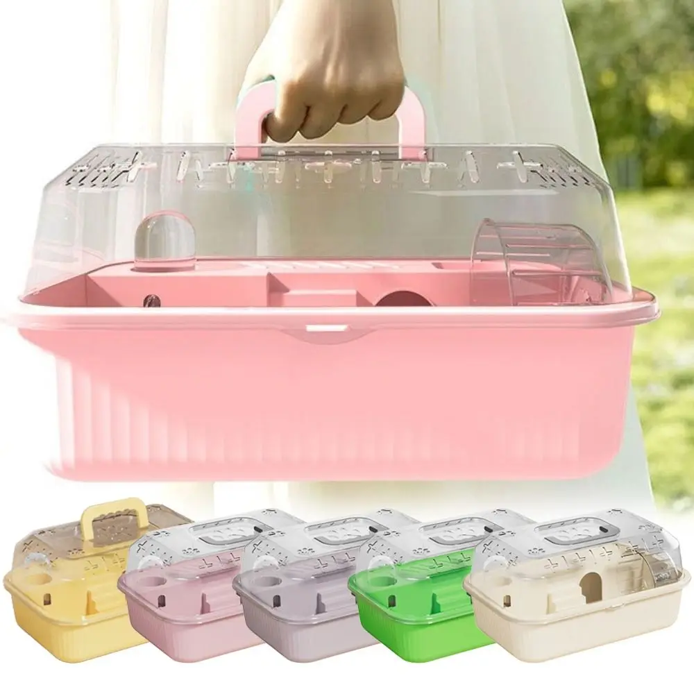 

New Openable Top Hamster Cage Transparent with Handle Hamster Habitat House Ventilation Small Animals Cages for Bunny Mice