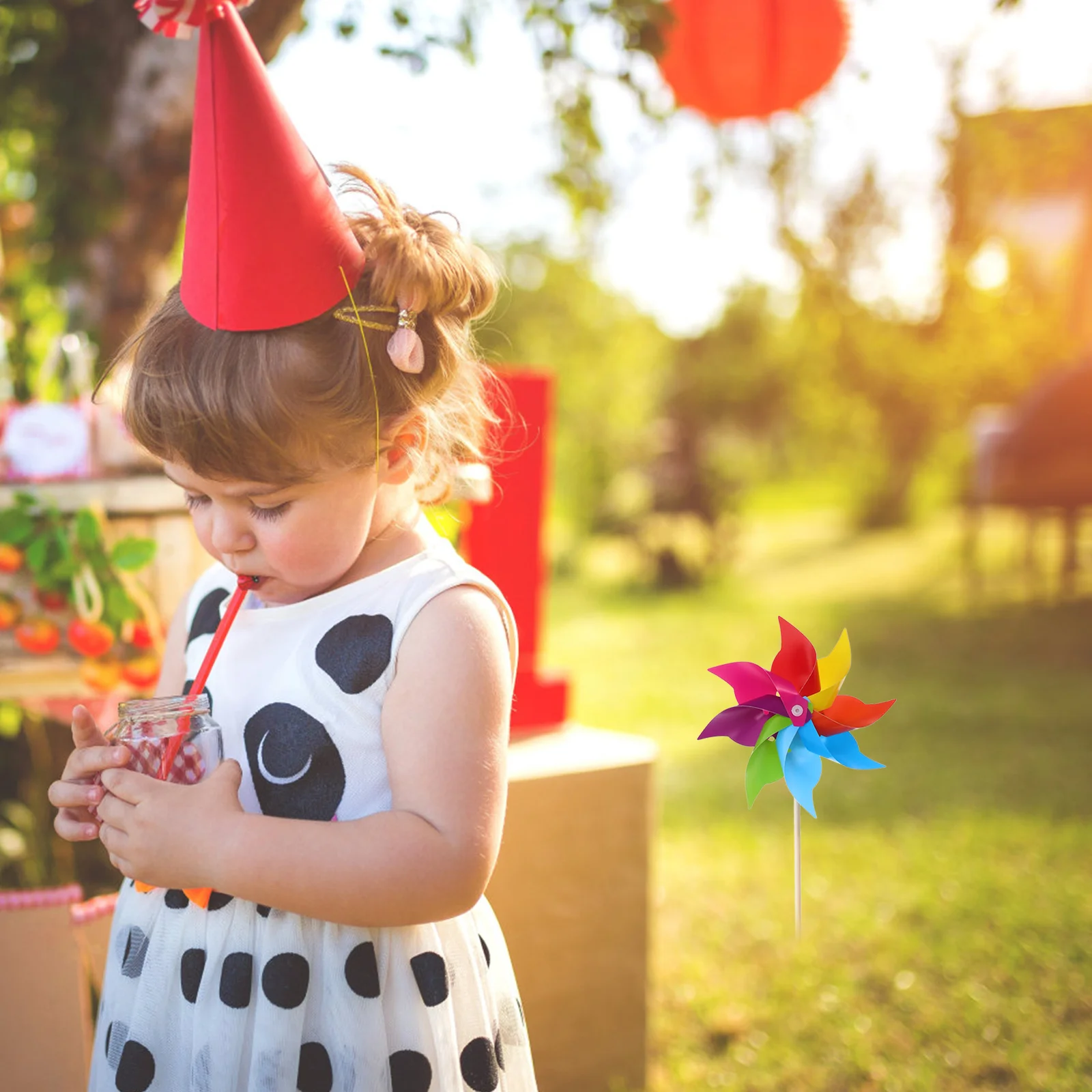 

2Pcs Rainbow Pinwheel Colorful Garden Windmill Outdoor Decorations Party Garden Decor Lawn Spinners Pinwheel Ornament