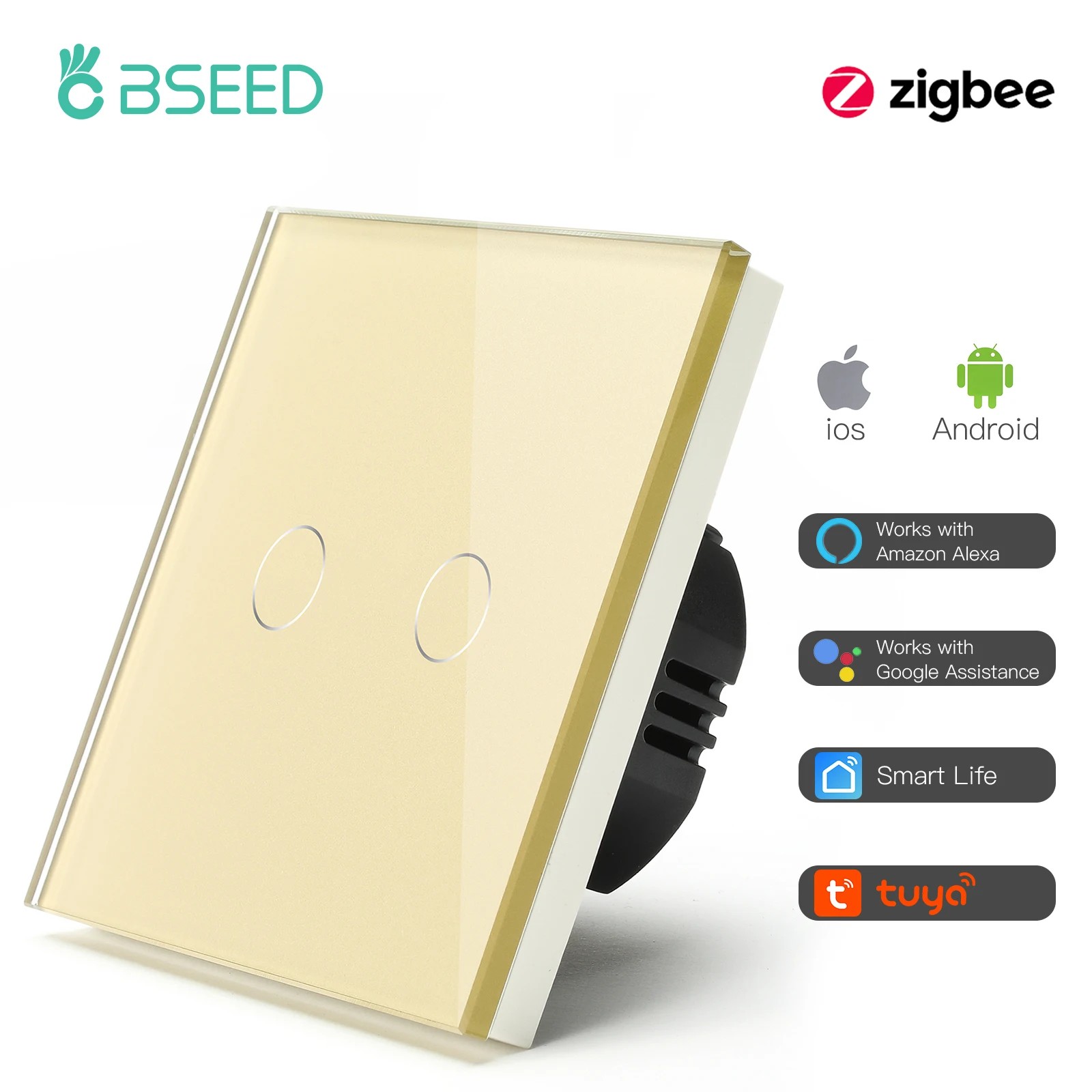 BSEED Zigbee Touch Light Switch 1/2/3 Gang White 6