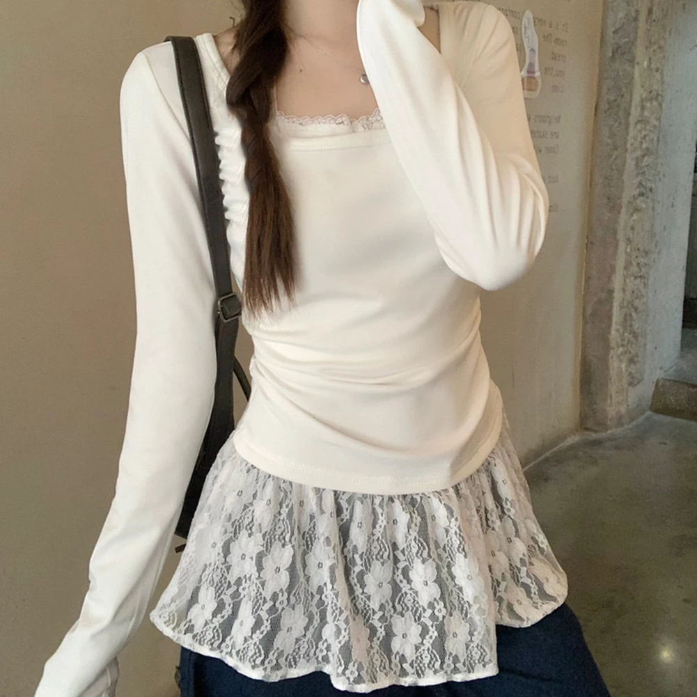 Casual Wear Vacation Outfit L M Halterneck T Shirt Fake Two Piece T-shirt For Women Two Piece Long Sleeve Style