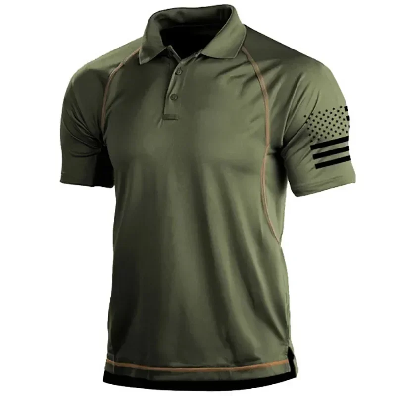 Summer Casual Slim Men\'s Polo Shirts Quick Dry Sports Military Tactical Polo Shirts for Men Lapel T-Shirts Bottoming Sweatshirts