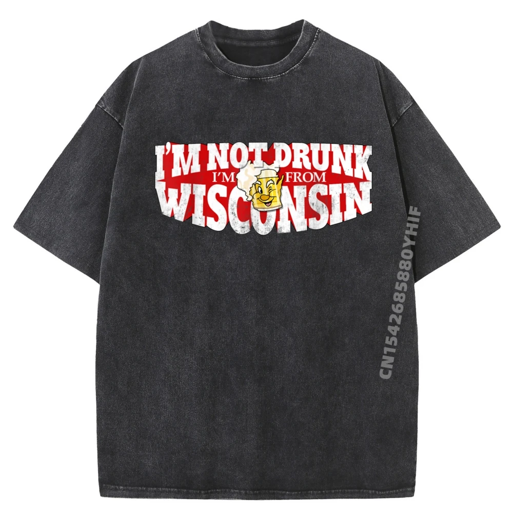 

Mens Tops & Tees Graphic Tshirts I'm Not Drunk I'm From Wisconsin Normal Printed T Shirt Mens Loose Washed Shirt Hip Hop