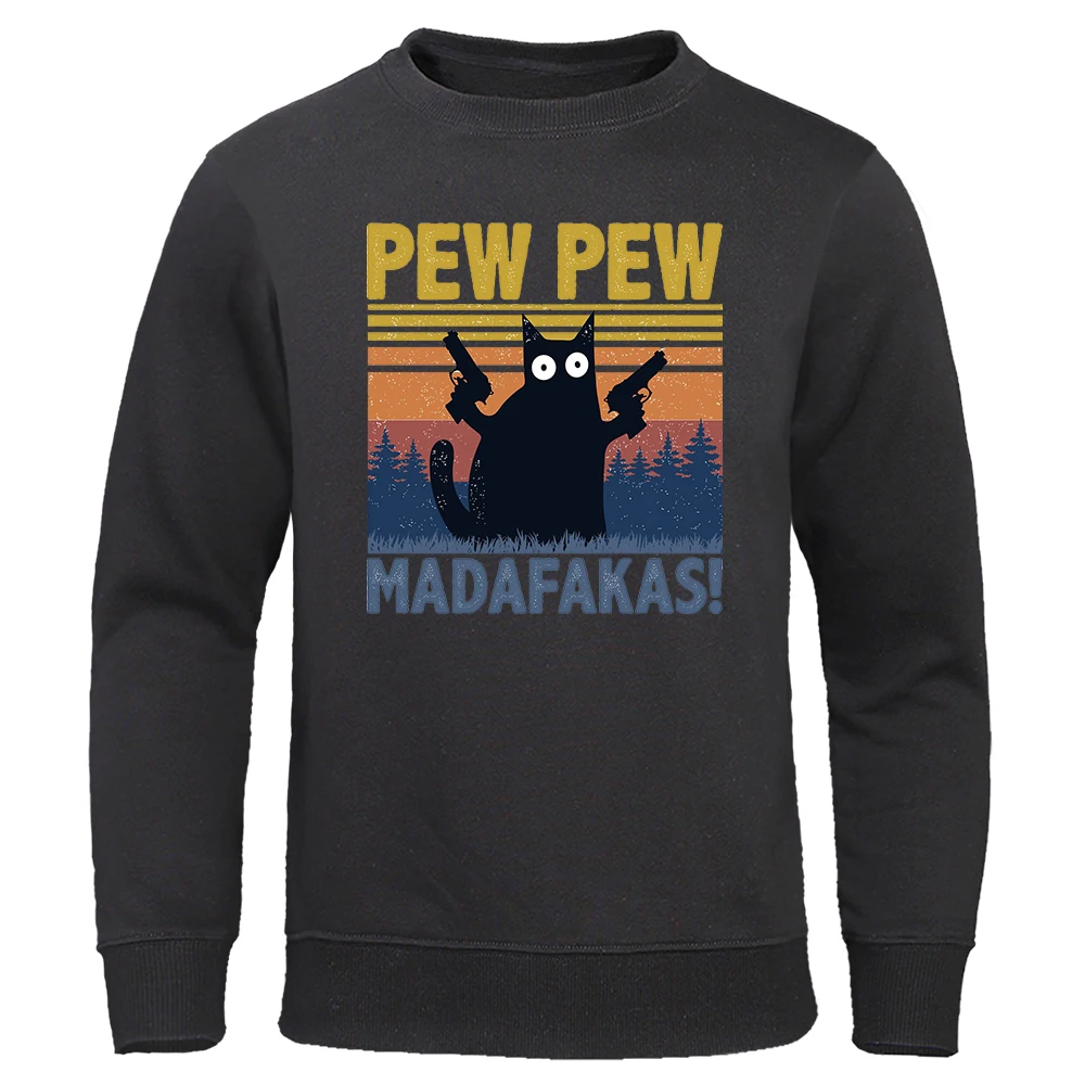 Pew Pew Madafakas Sweatshirts Mens Creativity Loose Hoodie Cartoon Fleece Hoody Harajuku Clothing Casual O-Neck Hoodie Pullover