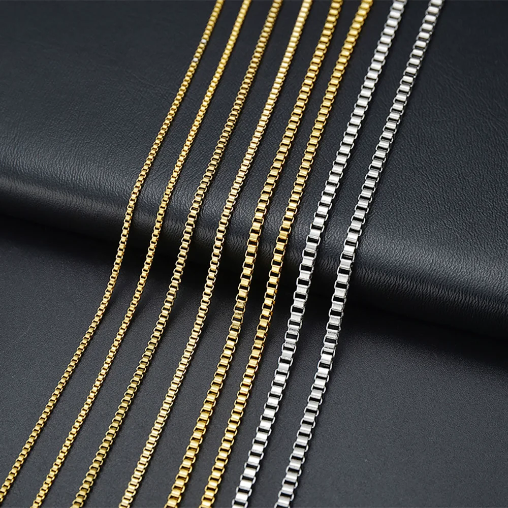 2 Meter Breite 1,5mm/2mm/2,5mm/3mm Edelstahl-Kastenkette für DIY-Schmuckherstellung für Männer und Frauen – Detail 6