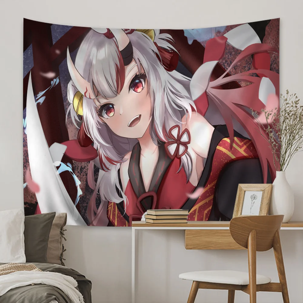 Azur Lane Nakiri Ayame Anime Tapestry Hippie Flower Wall Carpets Dorm Decor Wall Hanging Home Decor