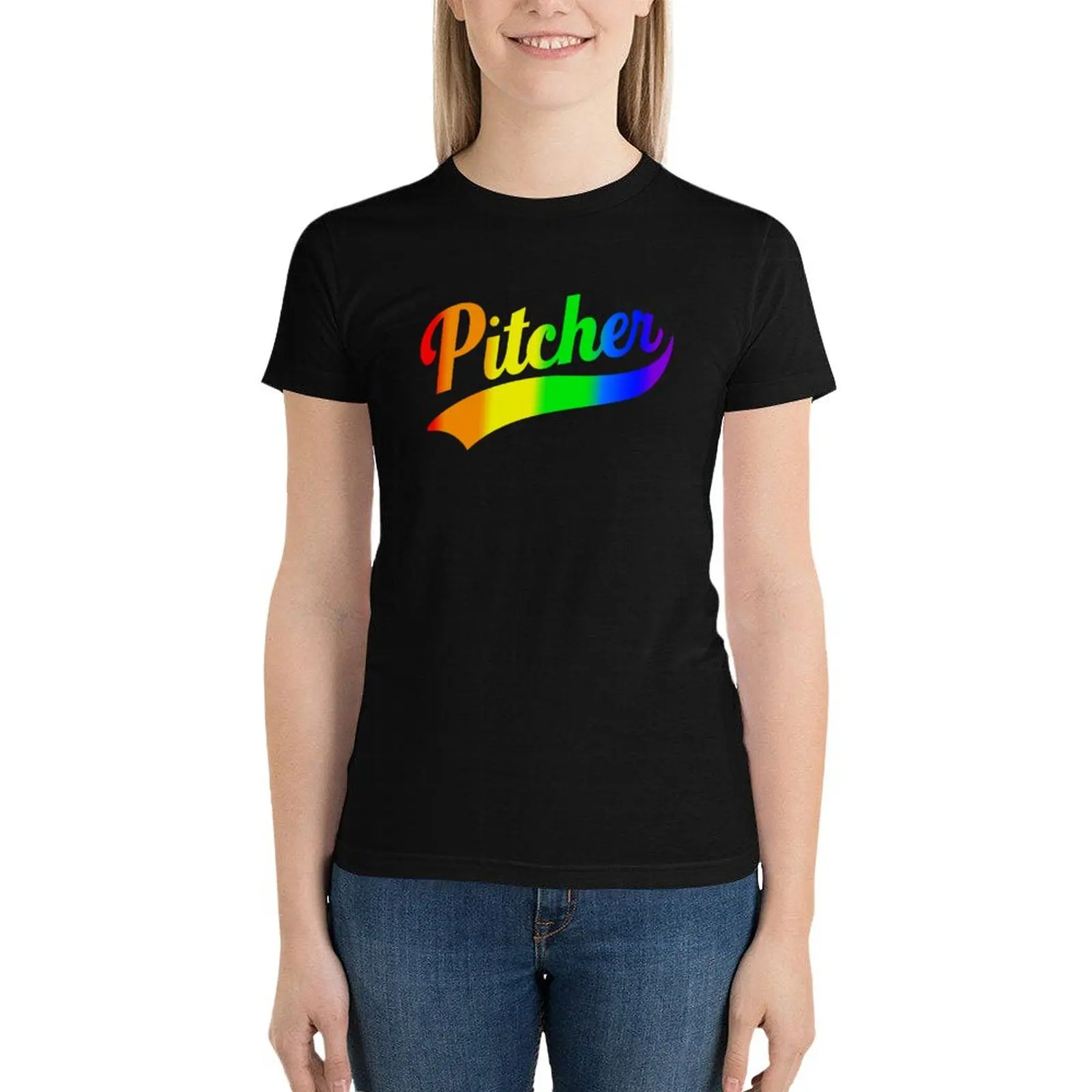 Gay Pride, Pitcher T-Shirt cute tops kawaii clothes tops Woman clothes