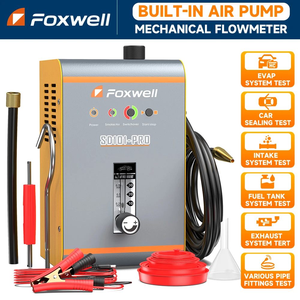 

FOXWELL SD101 PRO Smoke Machine Car Smoke Leak Detector for Motorcycle Built-in Air Pump Evap System Test Diagnostic Tool